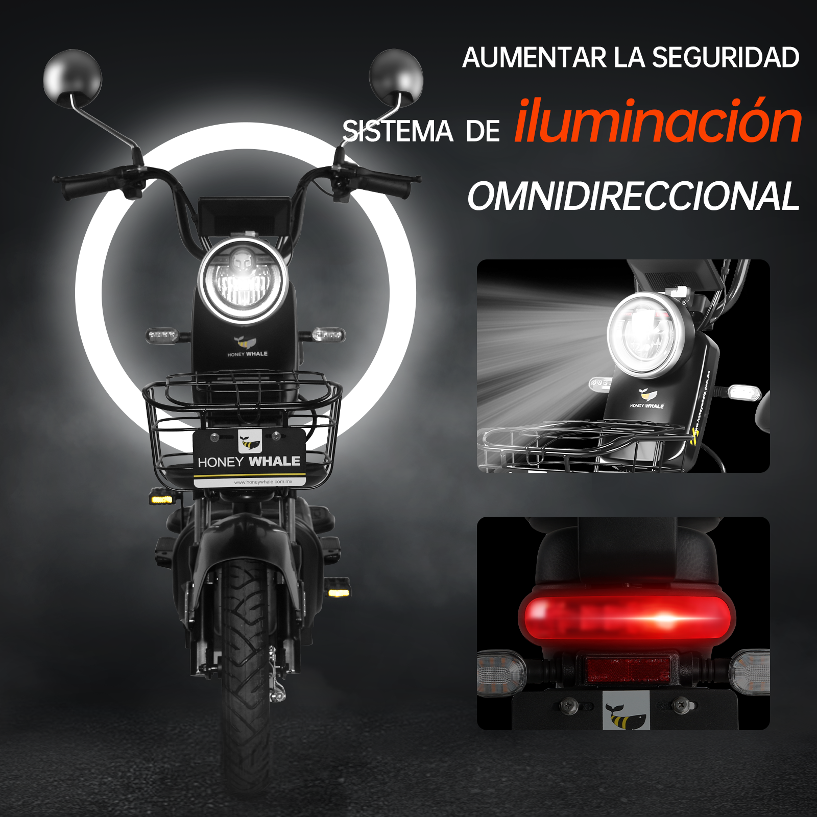 Motobici eléctrica Honey Whale KC Negro.
