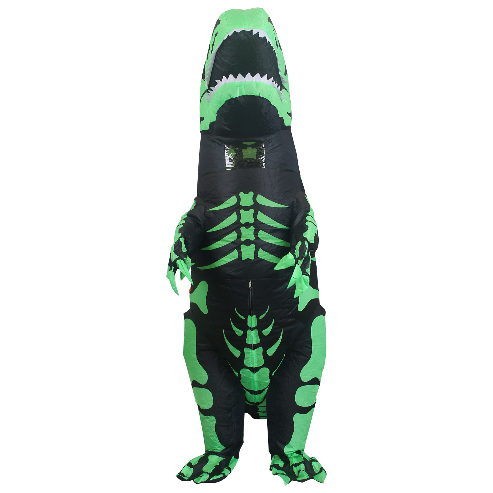 Disfraz inflable de dinosaurio T-rex jurásico premium halloween Toda ocasión Talla unitalla  adulto 12+ Verde.