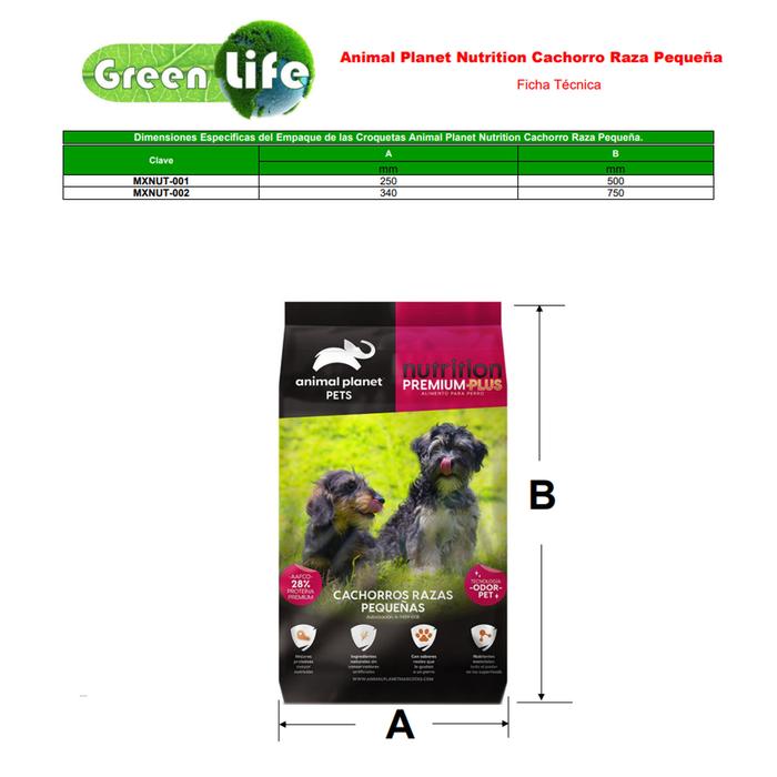 Croqueta para Cachorros RP MXNUT-002-7 8Kg Croquetas Cachorro Raza Pequeña, Animal Planet Nutrition Cachorro Razas Pequeñas