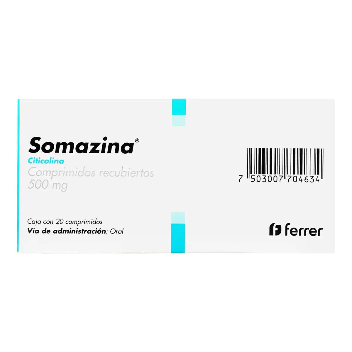 Somazina 10 Comprimidos Caja Citicolina sódica 500 MG.