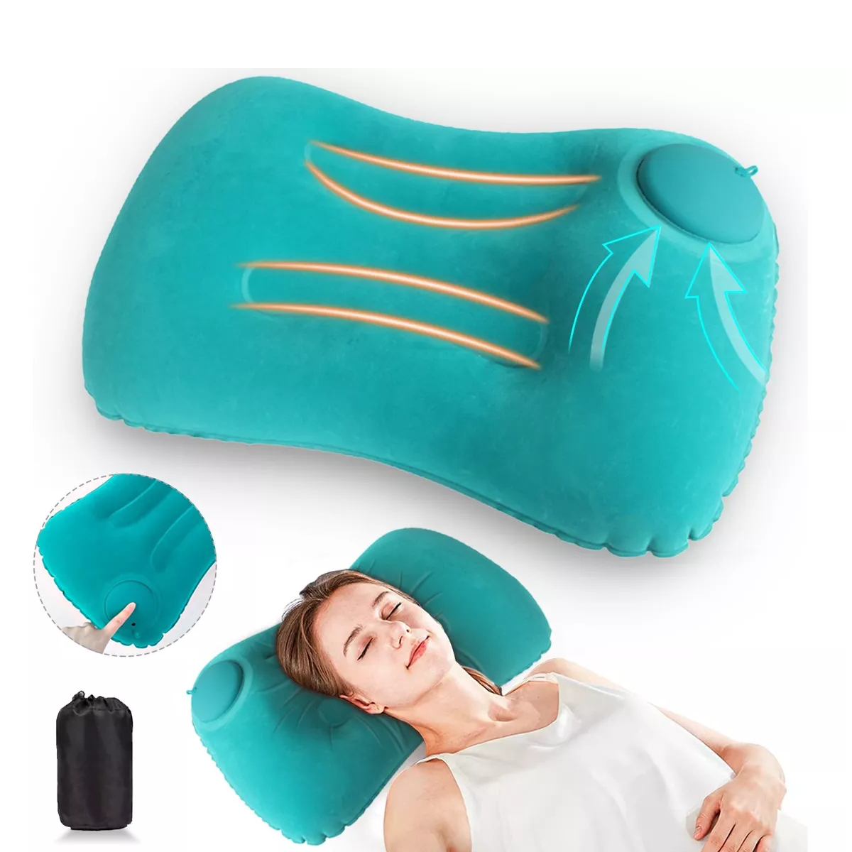 Almohada Hinchable Apta Para El Camping Y La Playa  Verde