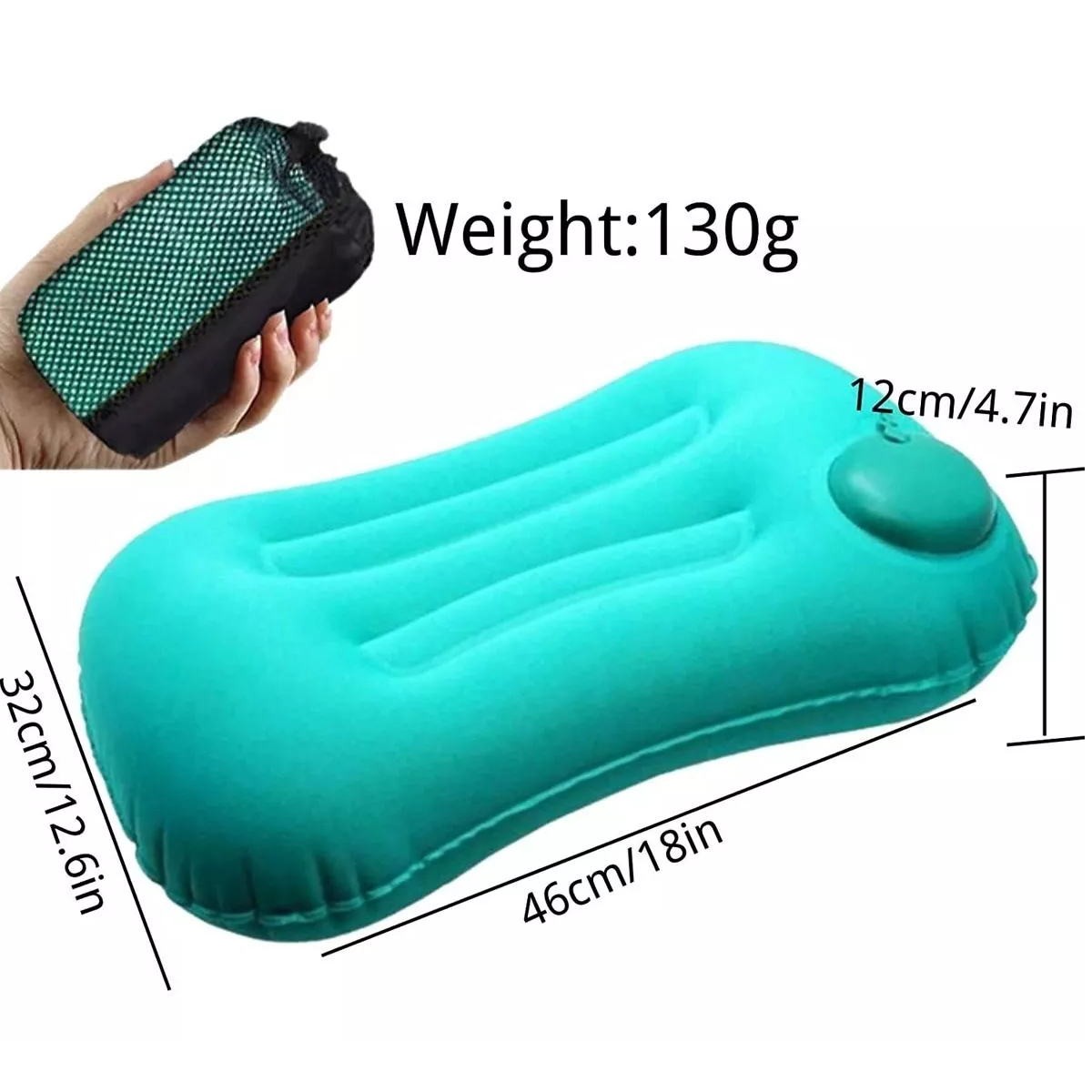 Almohada Hinchable Apta Para El Camping Y La Playa  Verde
