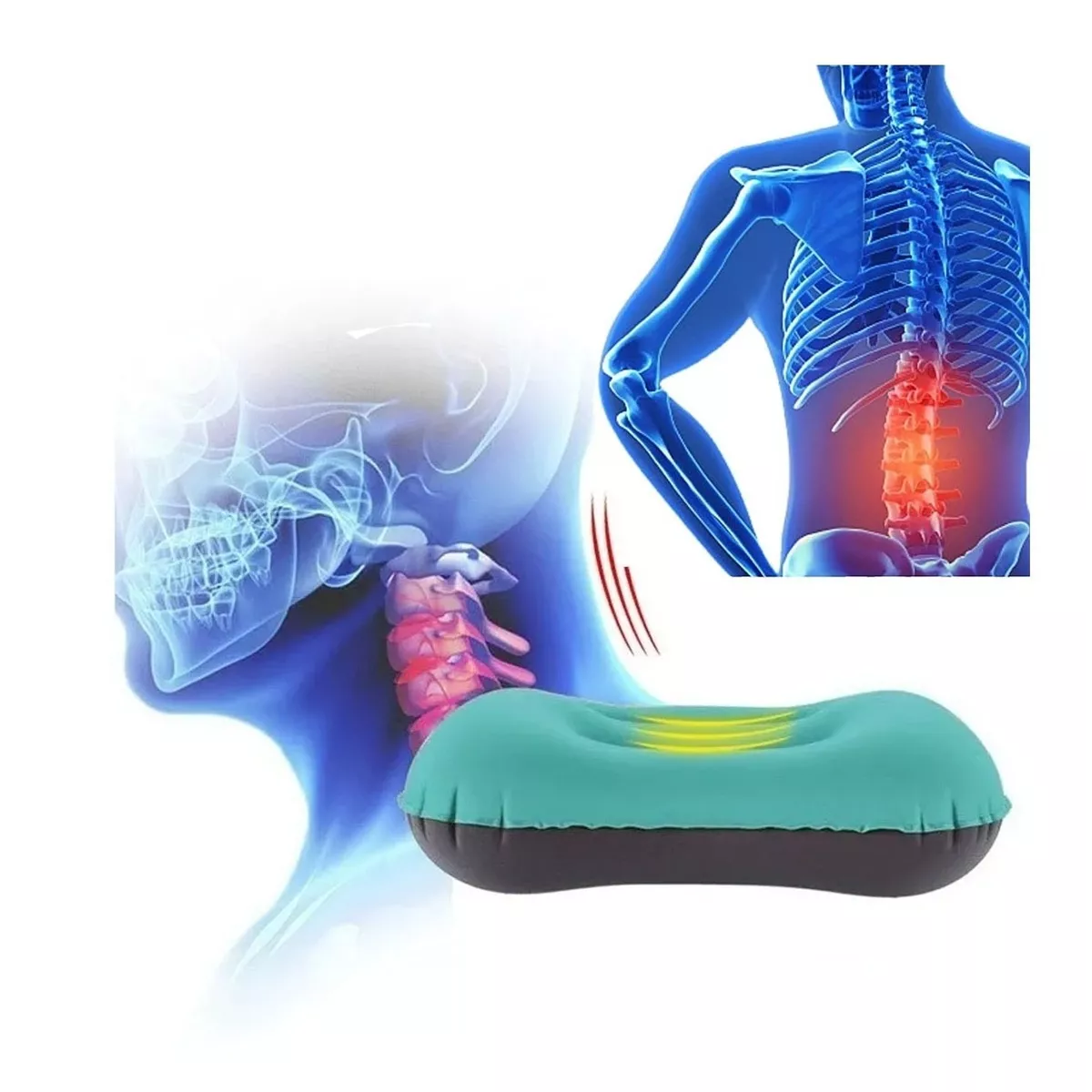 Almohada Hinchable Apta Para El Camping Y La Playa  Verde