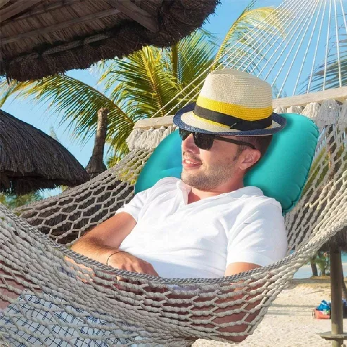 Almohada Hinchable Apta Para El Camping Y La Playa  Verde