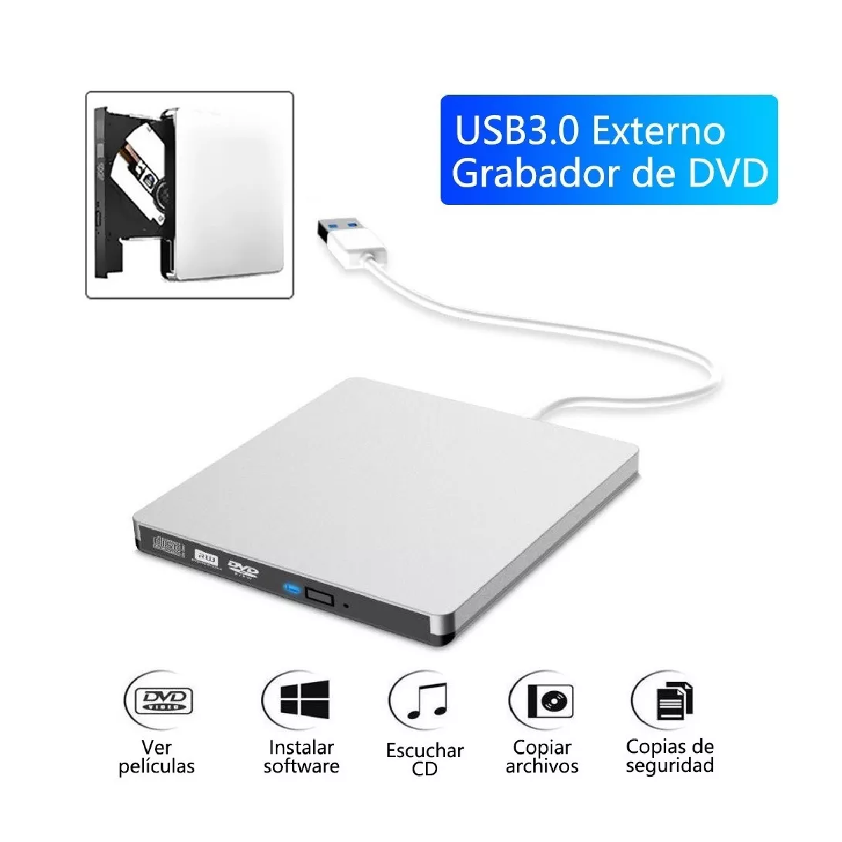 Lectora Y Grabadora De Dvd/cd Externa, Usb Win 10 Mac