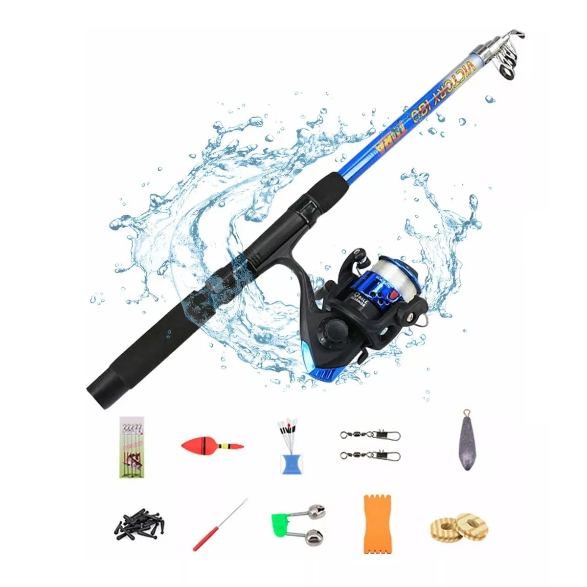 Kit Carrete De Caña De Pescar Combo Completo Juvenil