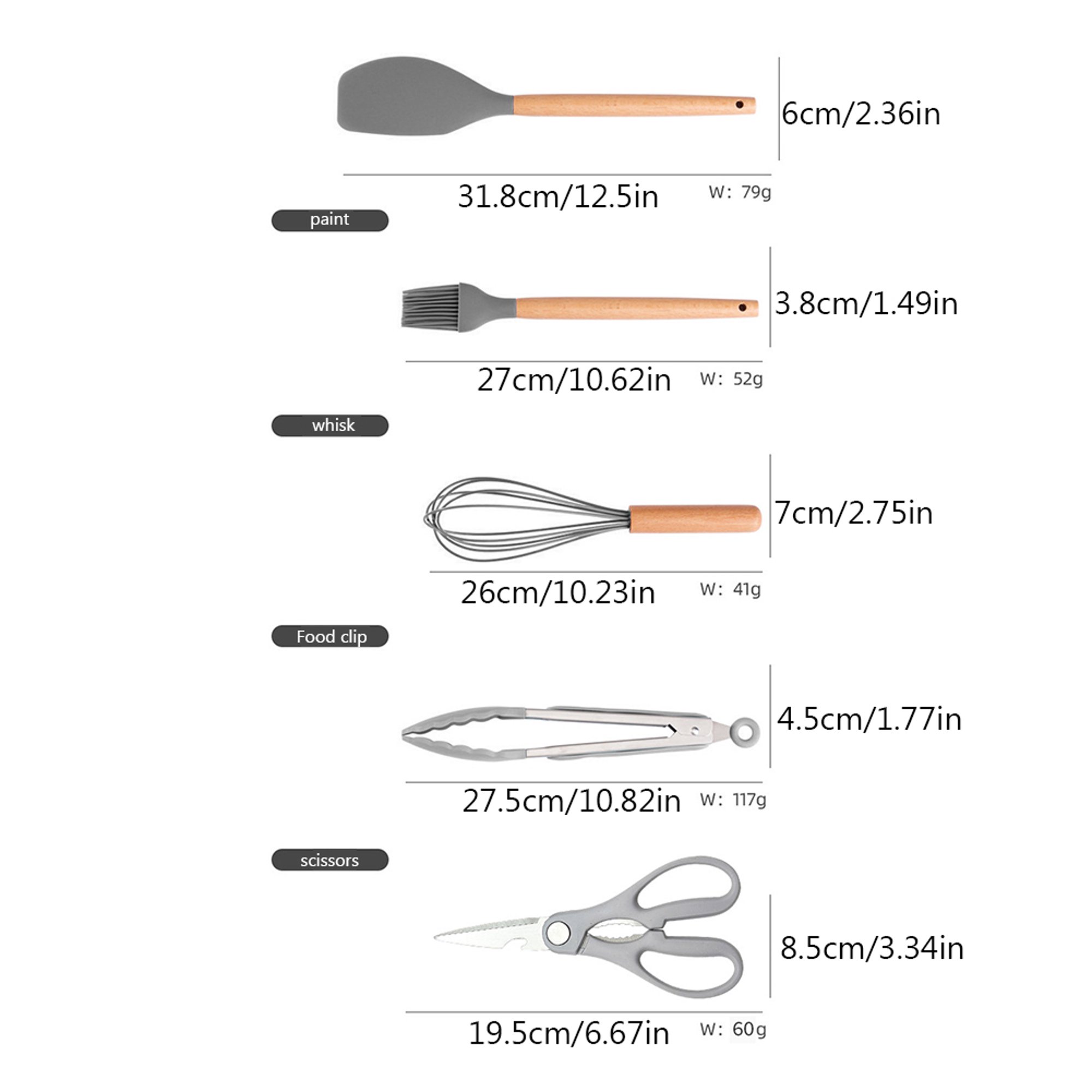 Utensilios de cocina con tabla 19 piezas