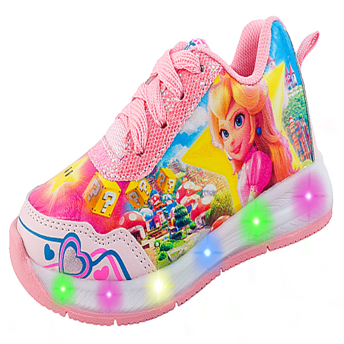 Tenis Niña Princesa Peach Luces Leds Mario Bros Juego 845-rp.