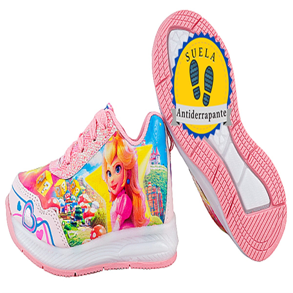 Tenis Niña Princesa Peach Luces Leds Mario Bros Juego 845-rp.