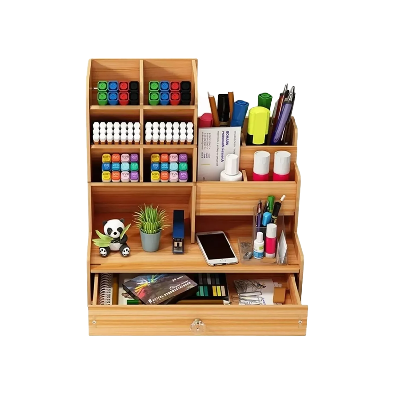 Organizador De Escritorio Madera Oficina Con Cajonera.