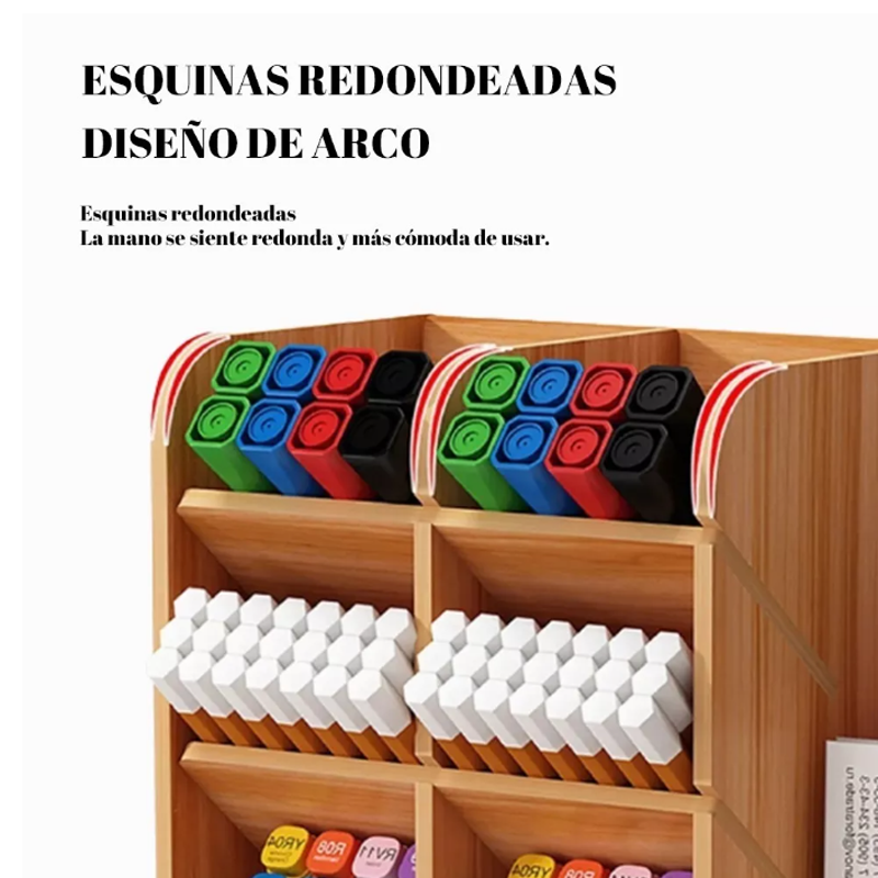 Organizador De Escritorio Madera Oficina Con Cajonera.