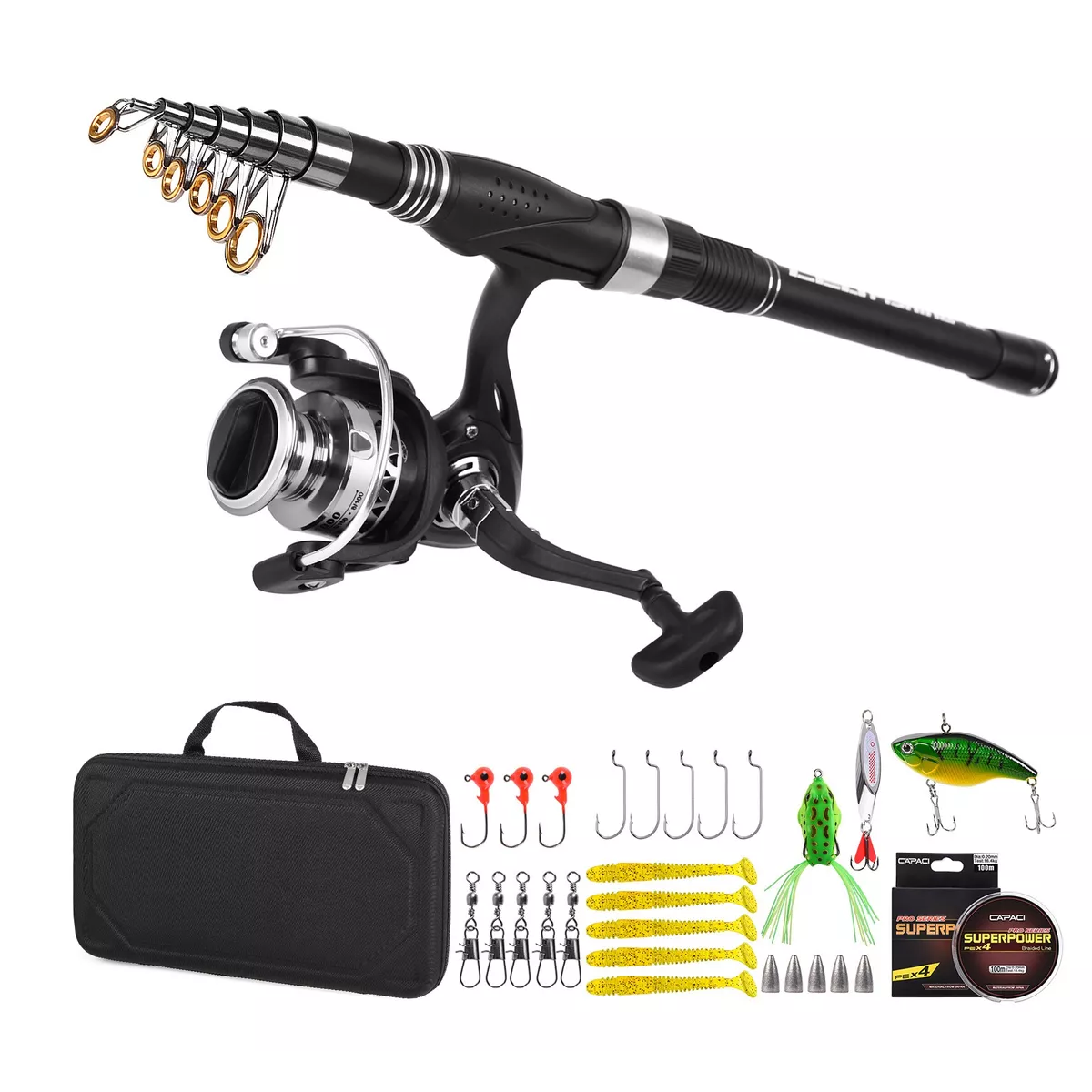 Kit Caña De Pescar Y Carrete 30 pzas