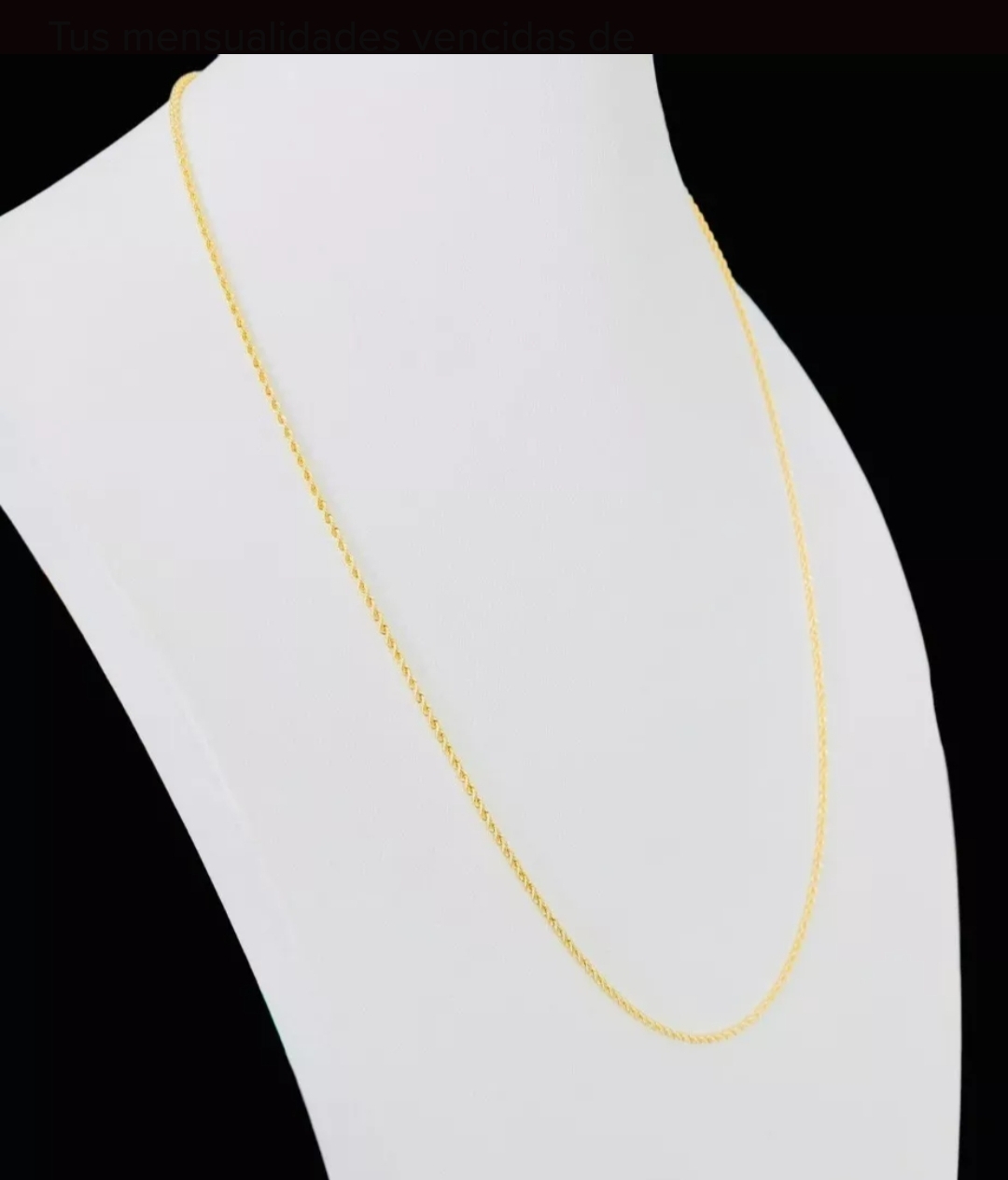 Cadena Estilo Torsal 50 Cm X 1 Mm Oro 10 Kilates + Obsequio.