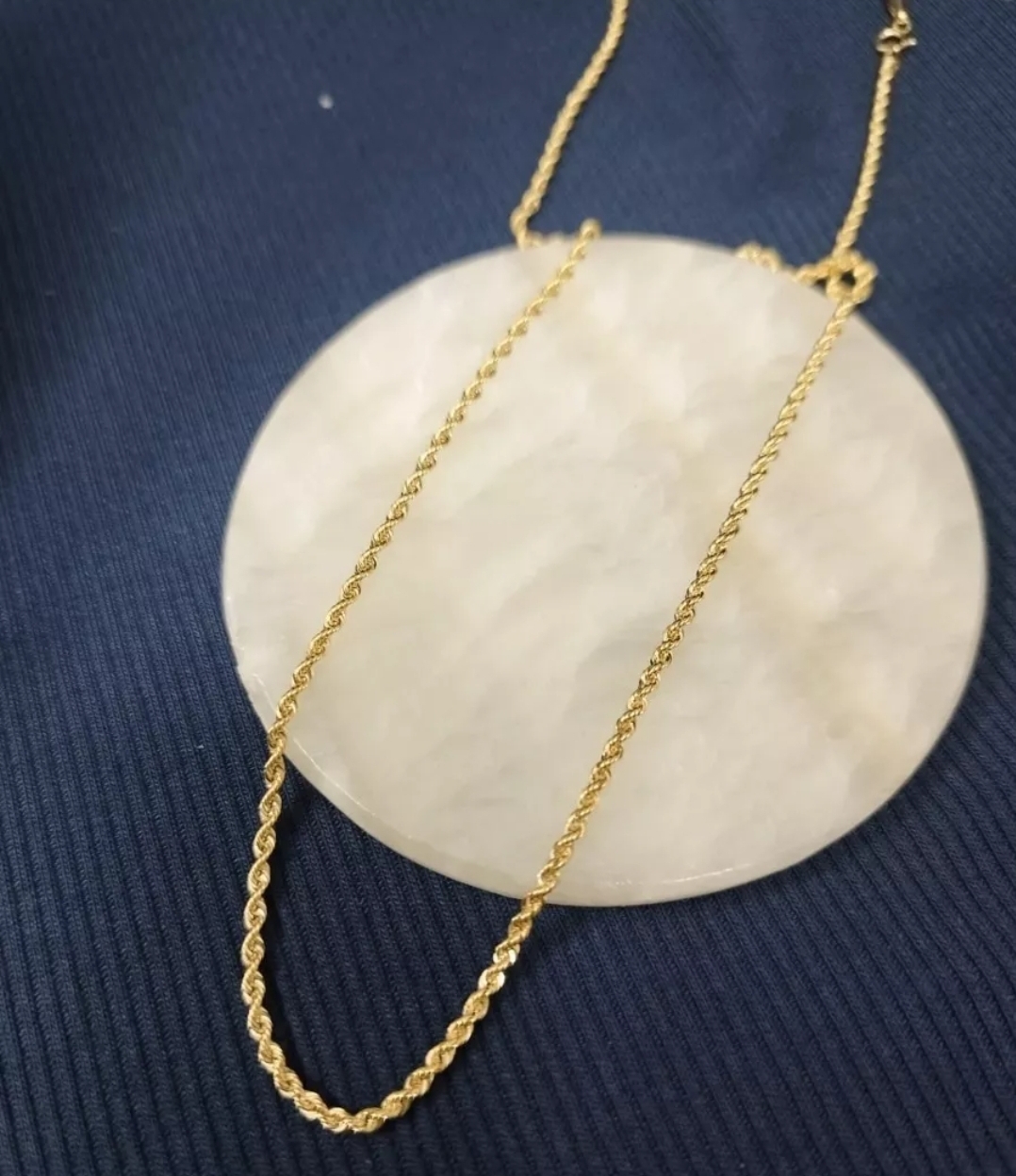 Cadena Estilo Torsal 50 Cm X 1 Mm Oro 10 Kilates + Obsequio.