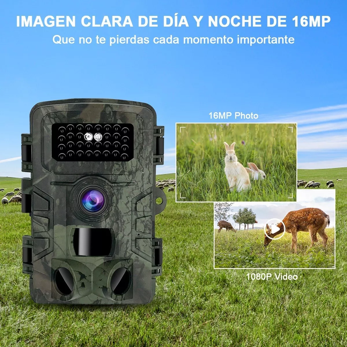 Cámara De Caza De Senderos 16mp 1080p Con Visión Nocturna