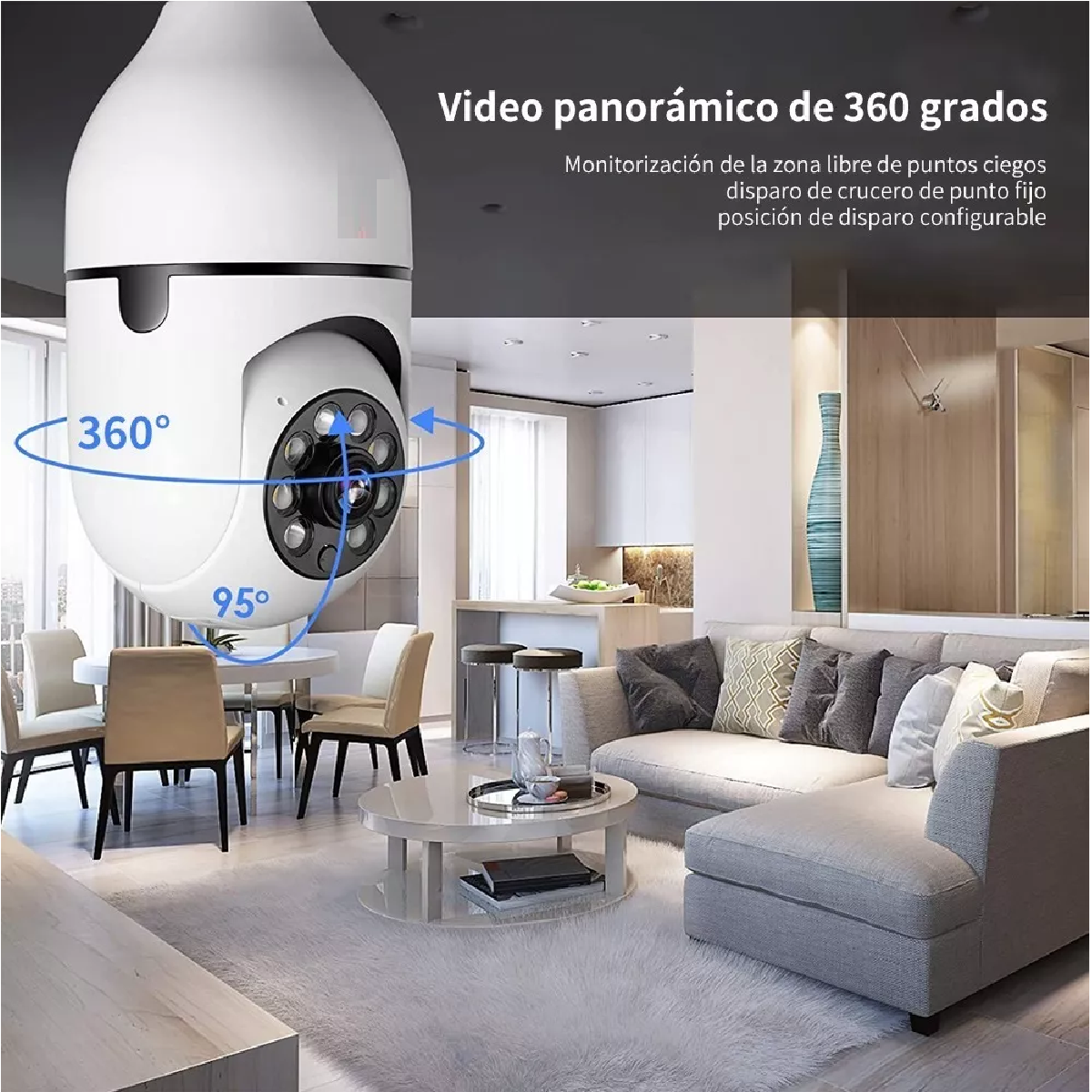 Camara Tipo Foco Ptz Impermeable De1080 Con Wifi