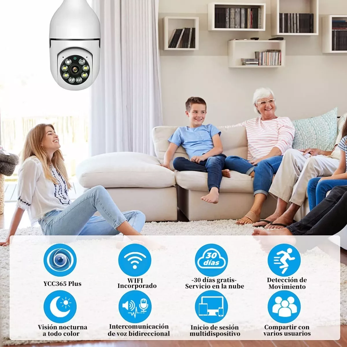 Cámara De Seguridad Socket 3mp Wifi Exterior/interior 360º