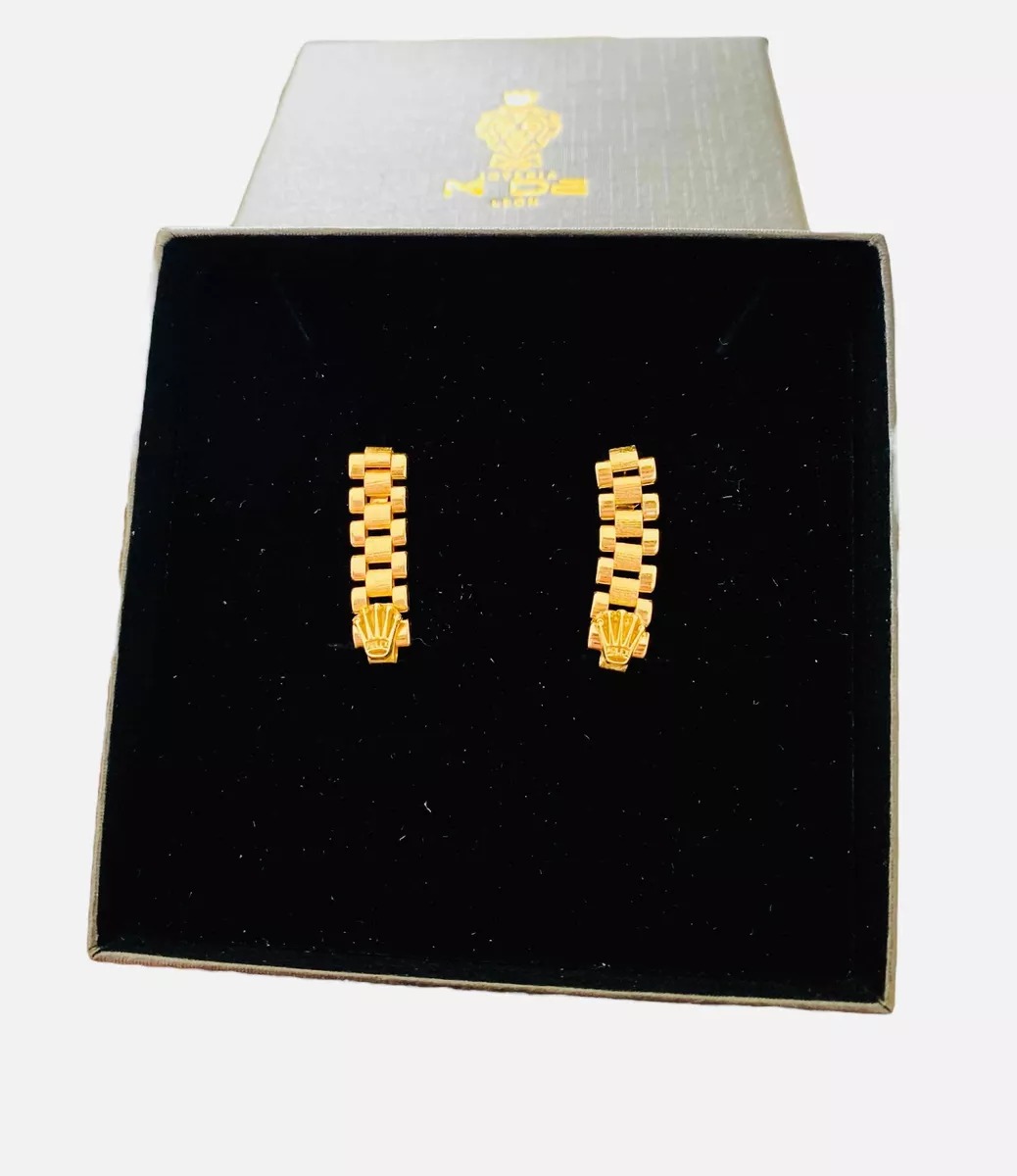 Aretes Con Eslabones En Oro De 14 Kilates + Obsequio