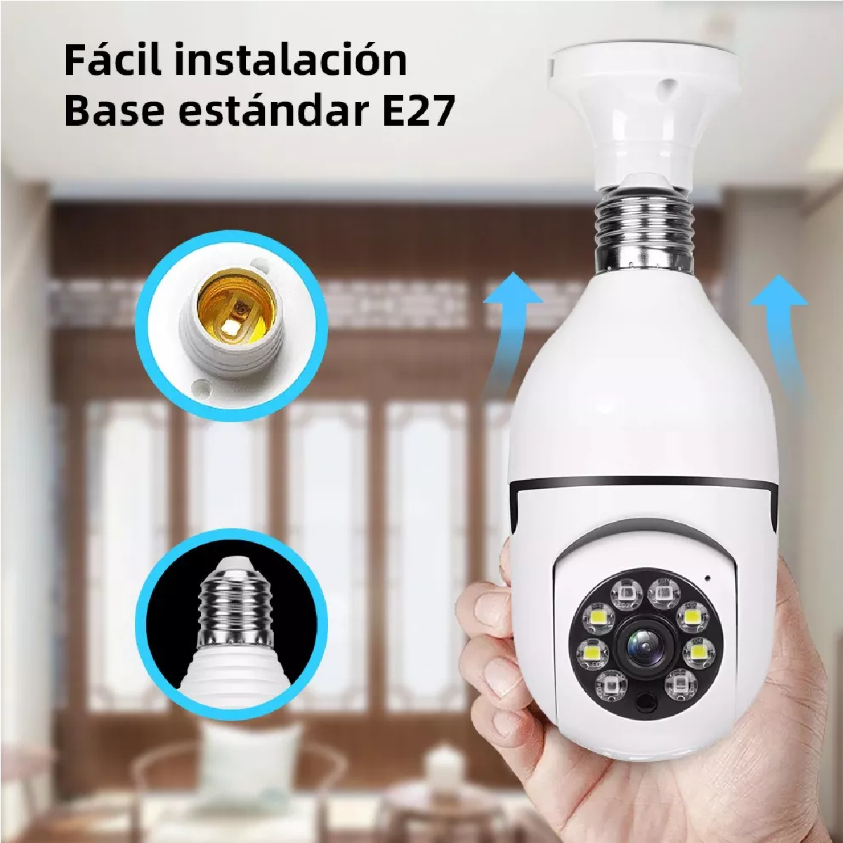 Cámara De Seguridas 360 Giratoria Tipo Foco,visión Nocturna