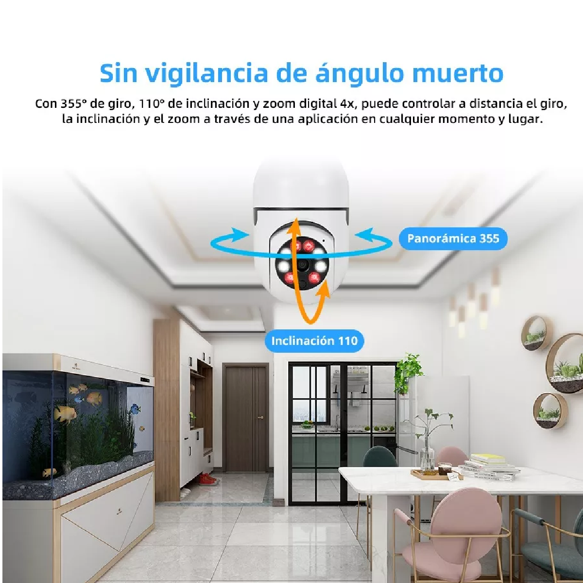 Cámara De Seguridas 360 Giratoria Tipo Foco,visión Nocturna