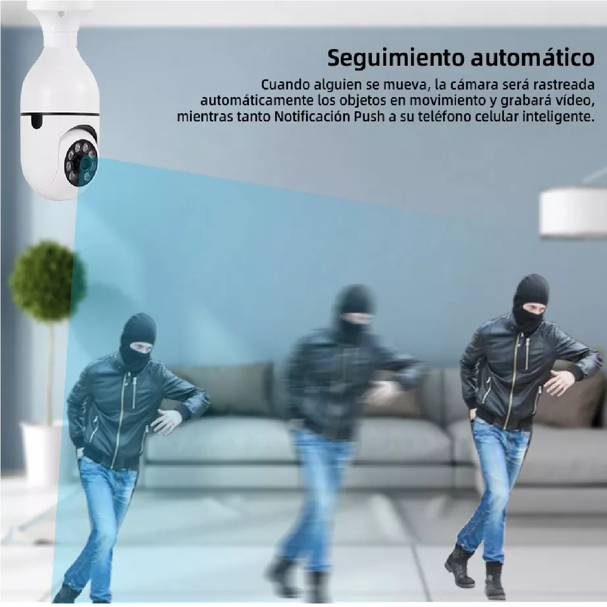 Cámara De Seguridas 360 Giratoria Tipo Foco,visión Nocturna