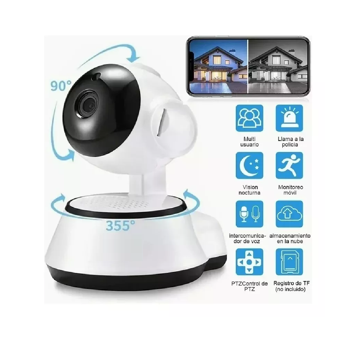 Cámara De Seguridad V380 Hd Con Wifi Y Visión Nocturna