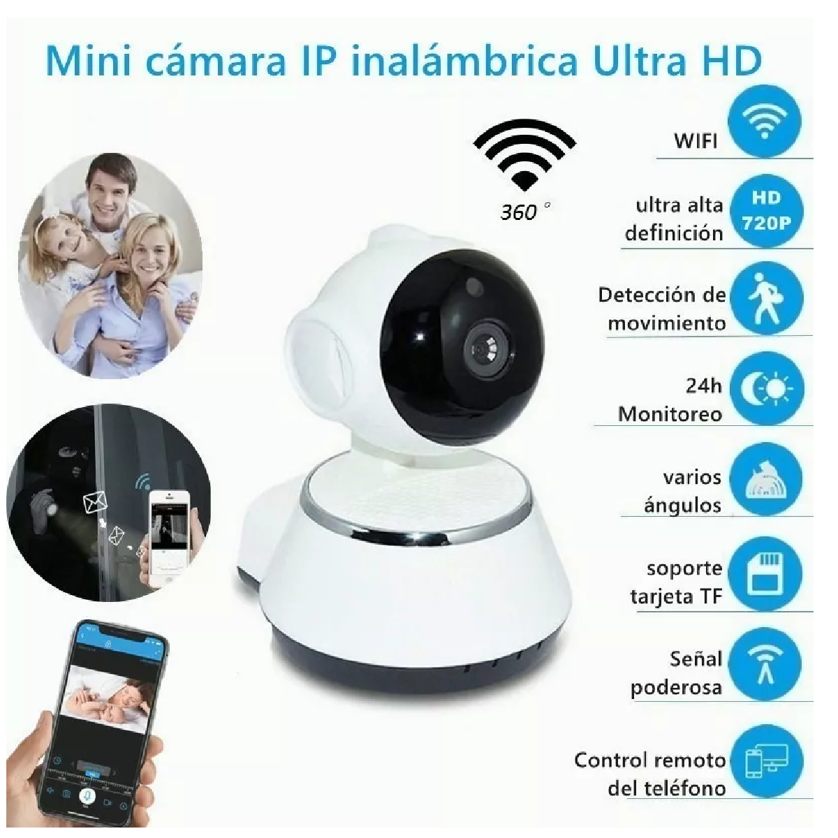 Cámara De Seguridad V380 Hd Con Wifi Y Visión Nocturna