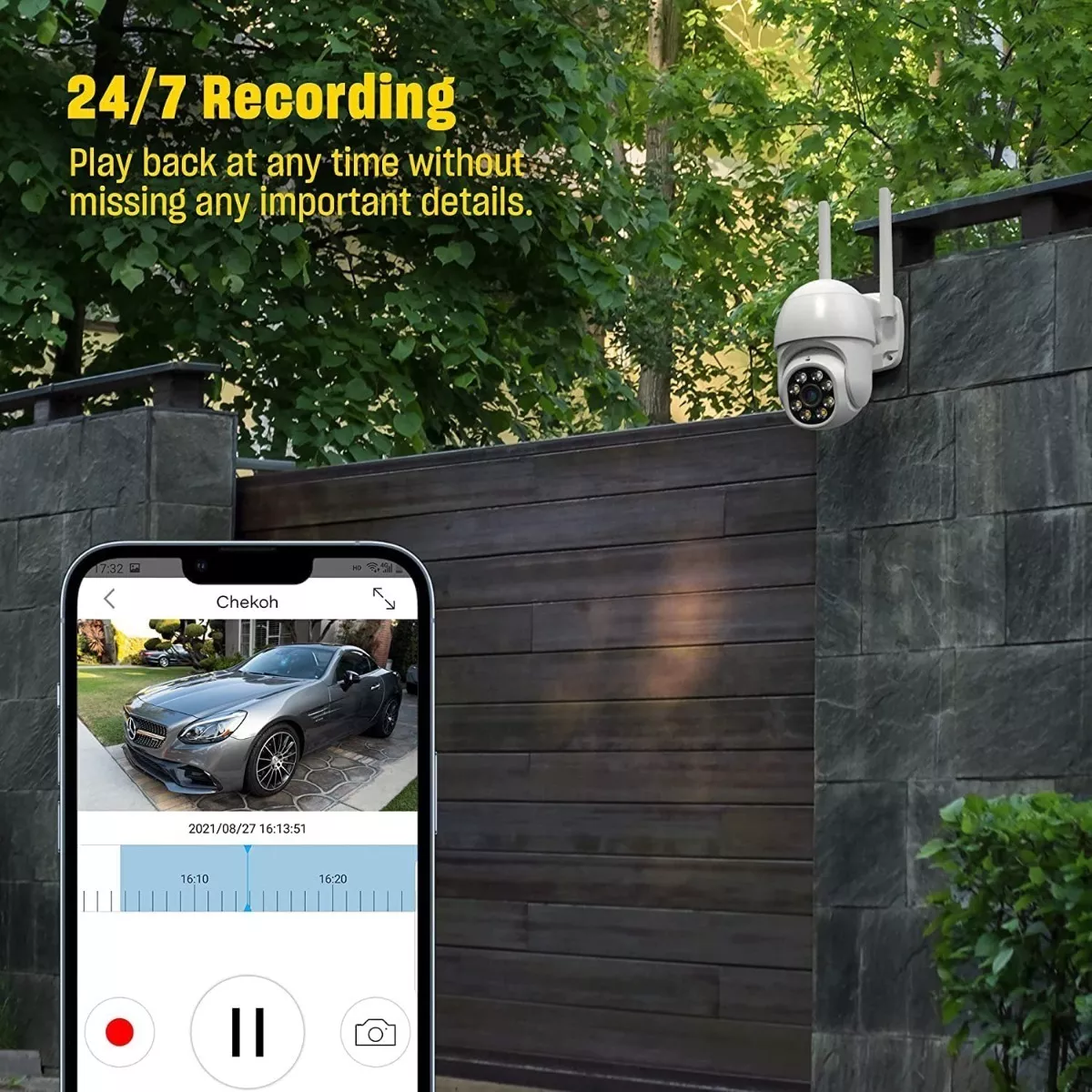 Cámara De Seguridad Exterior Wifi Inalámbrica 1080p C/alarma