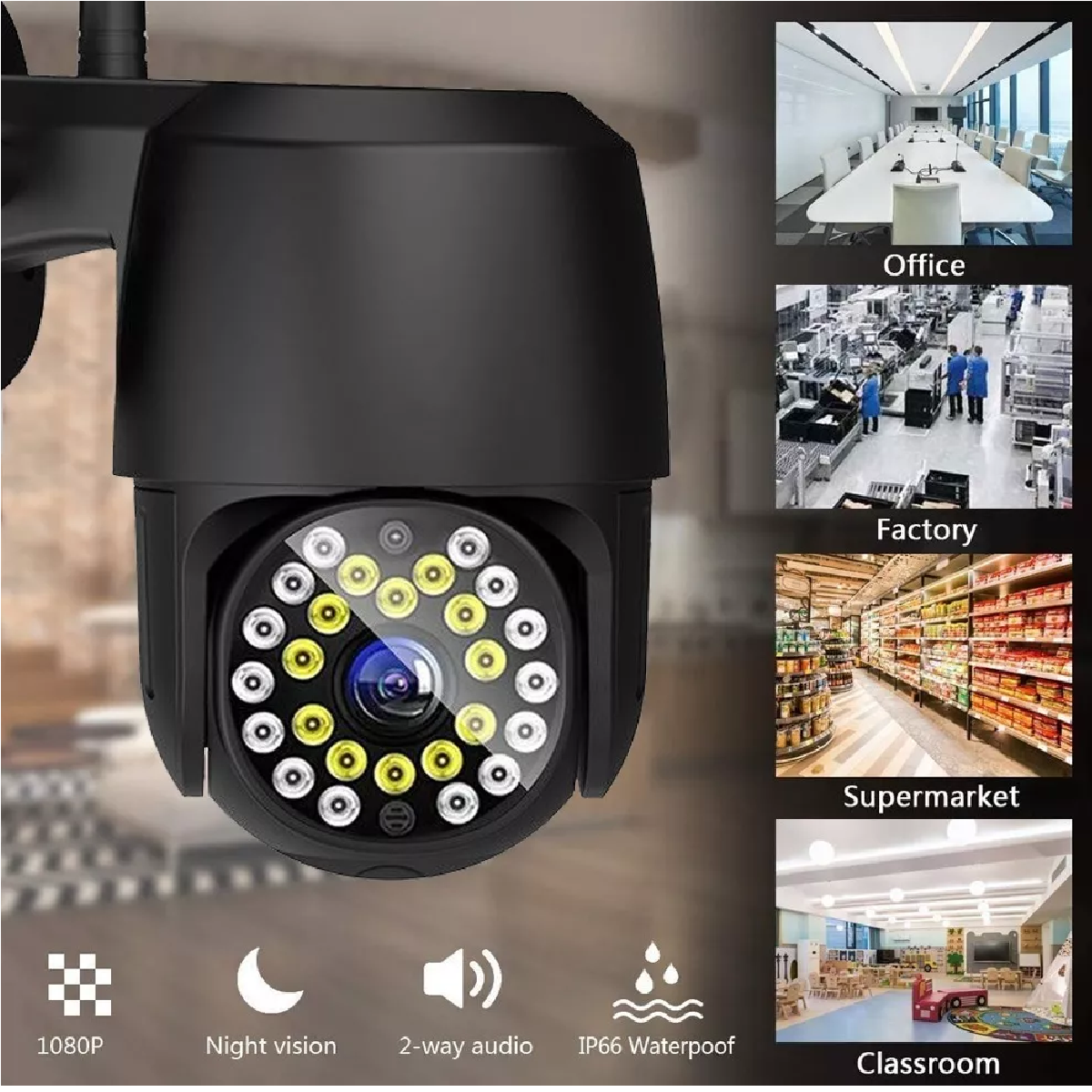 Camara De Vigilancia IP WIFI Para Exterior De 15 LED Con Mov