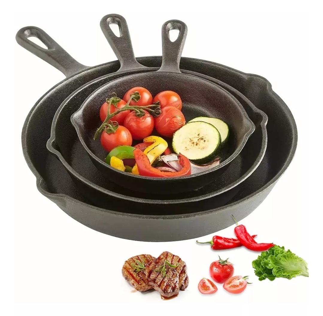 3 Sartenes De Hierro Fundido, Sartén De 6/8/10 Pulgadas