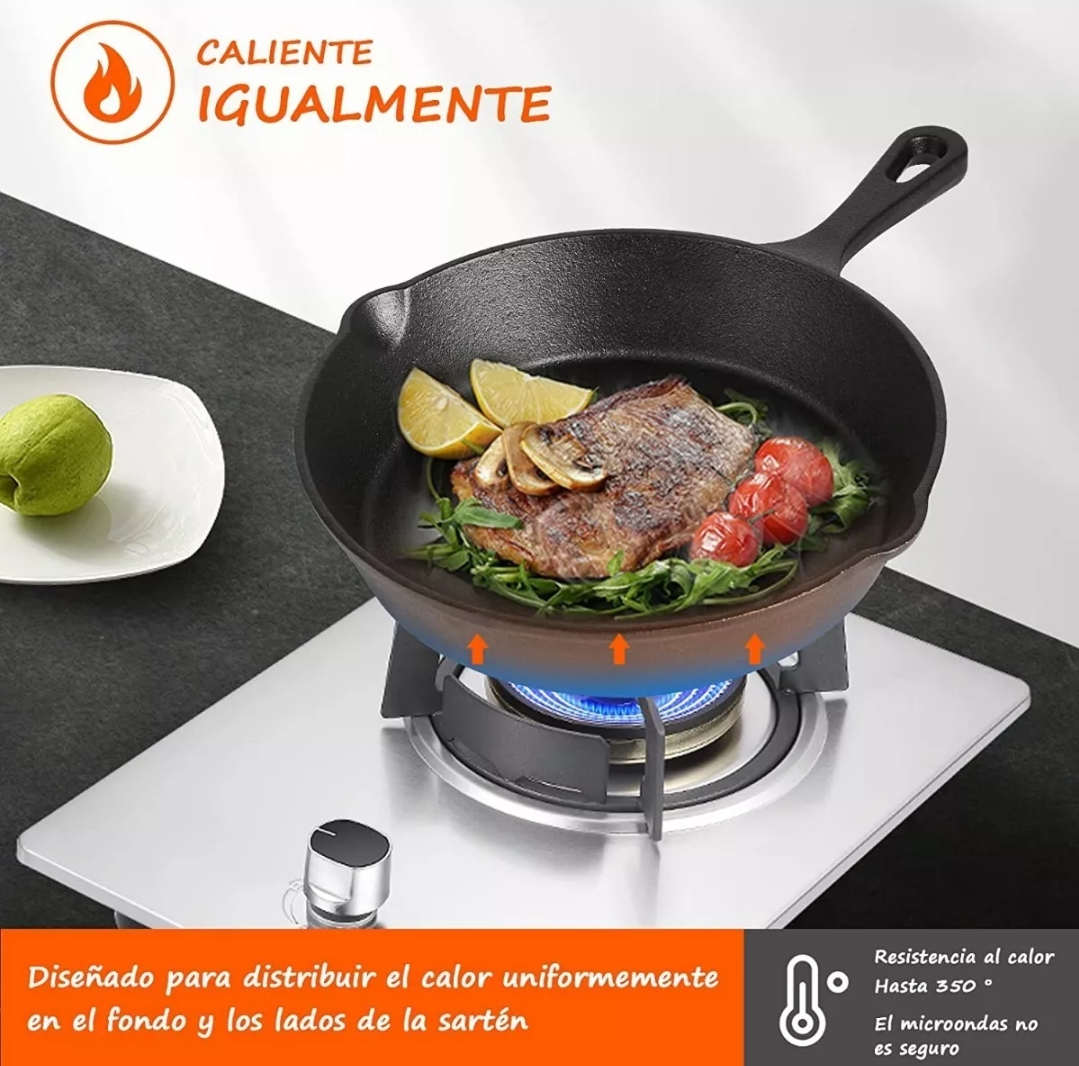 3 Sartenes De Hierro Fundido, Sartén De 6/8/10 Pulgadas