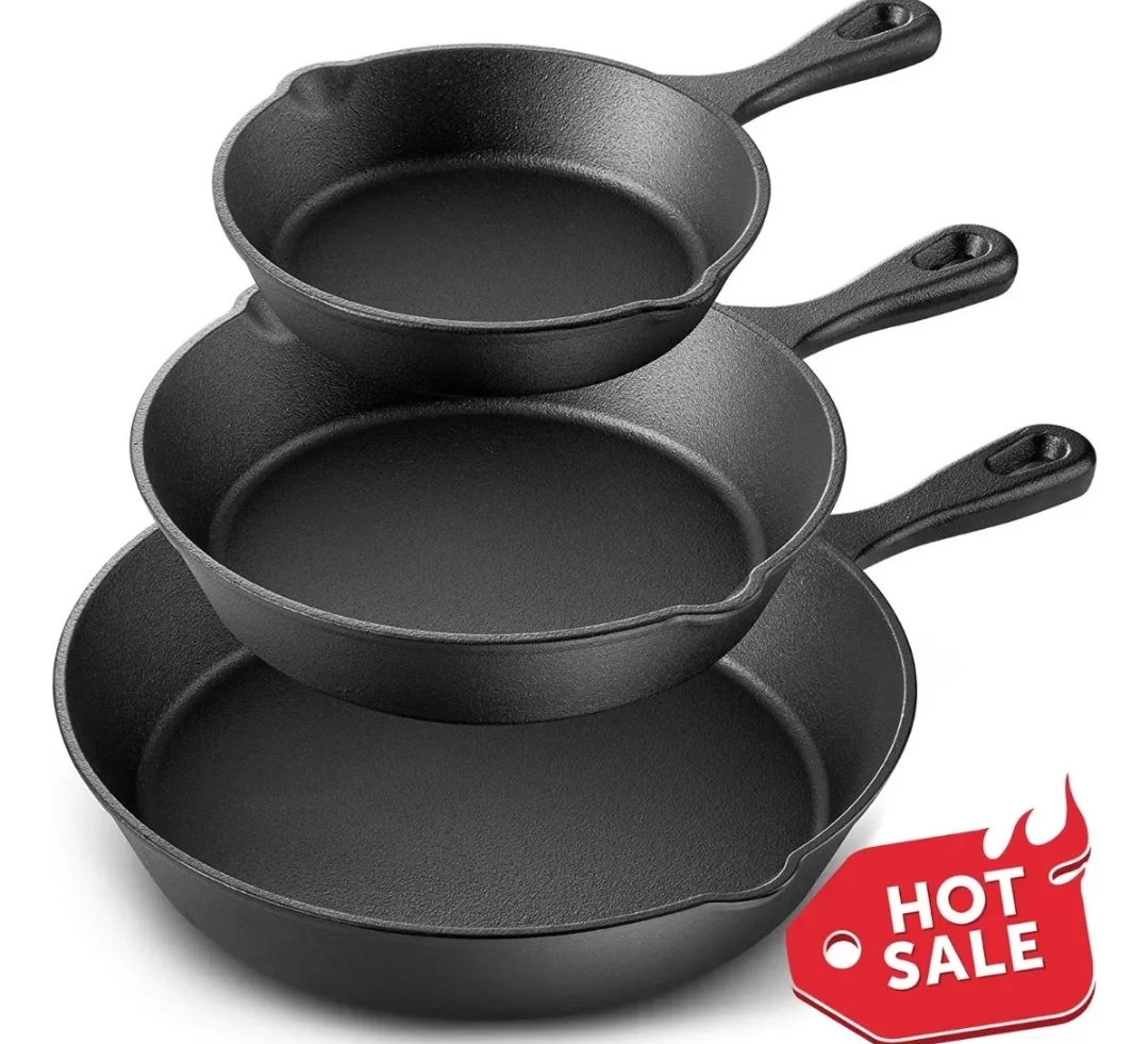 3 Sartenes De Hierro Fundido, Sartén De 6/8/10 Pulgadas