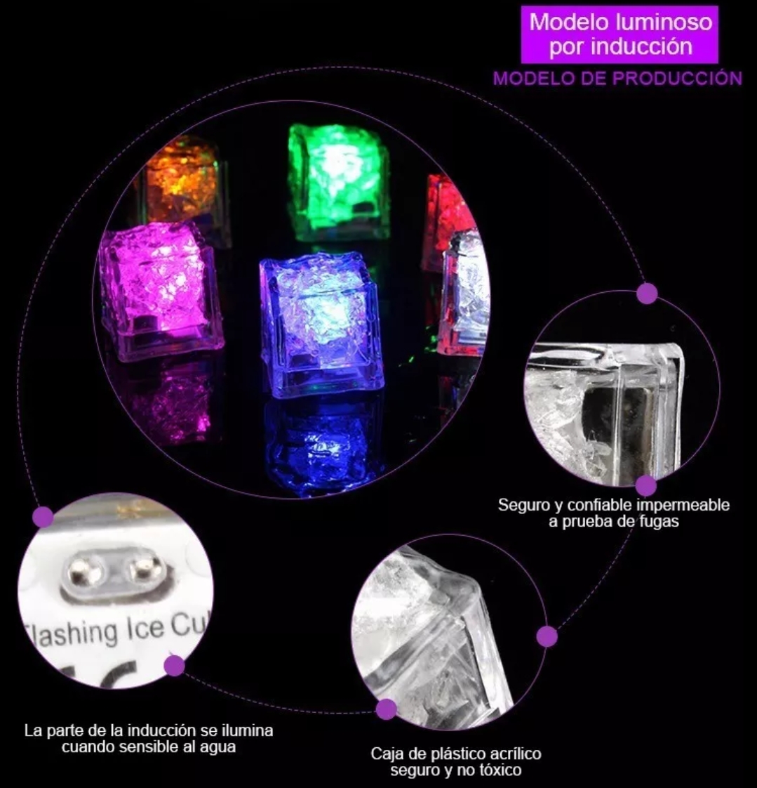 24 Luces Led De Cubitos De Hielo Brillantes Para Uso En Fies