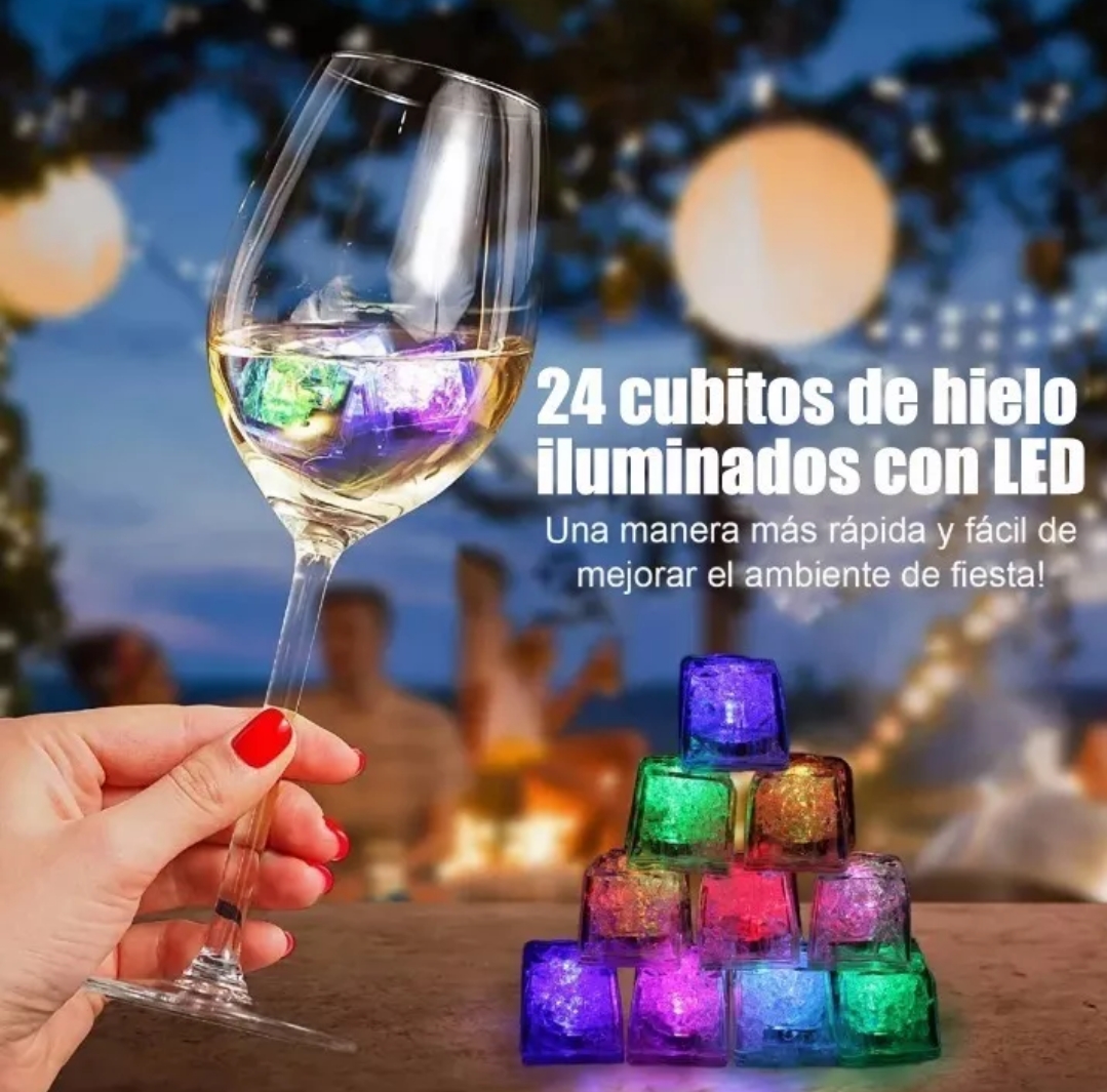 24 Luces Led De Cubitos De Hielo Brillantes Para Uso En Fies