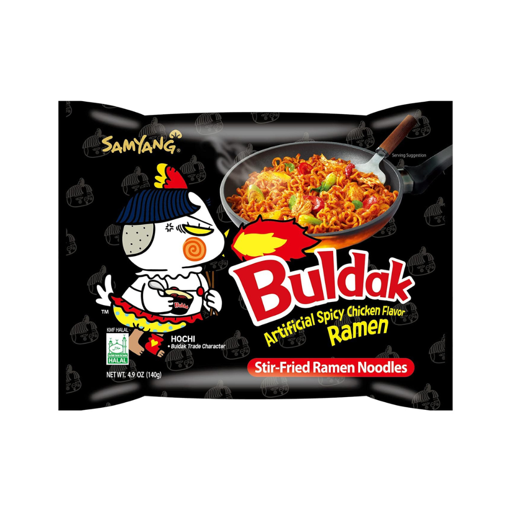 Ramen picante coreano samyang buldak 4 piezas clásico con soda chupa chups