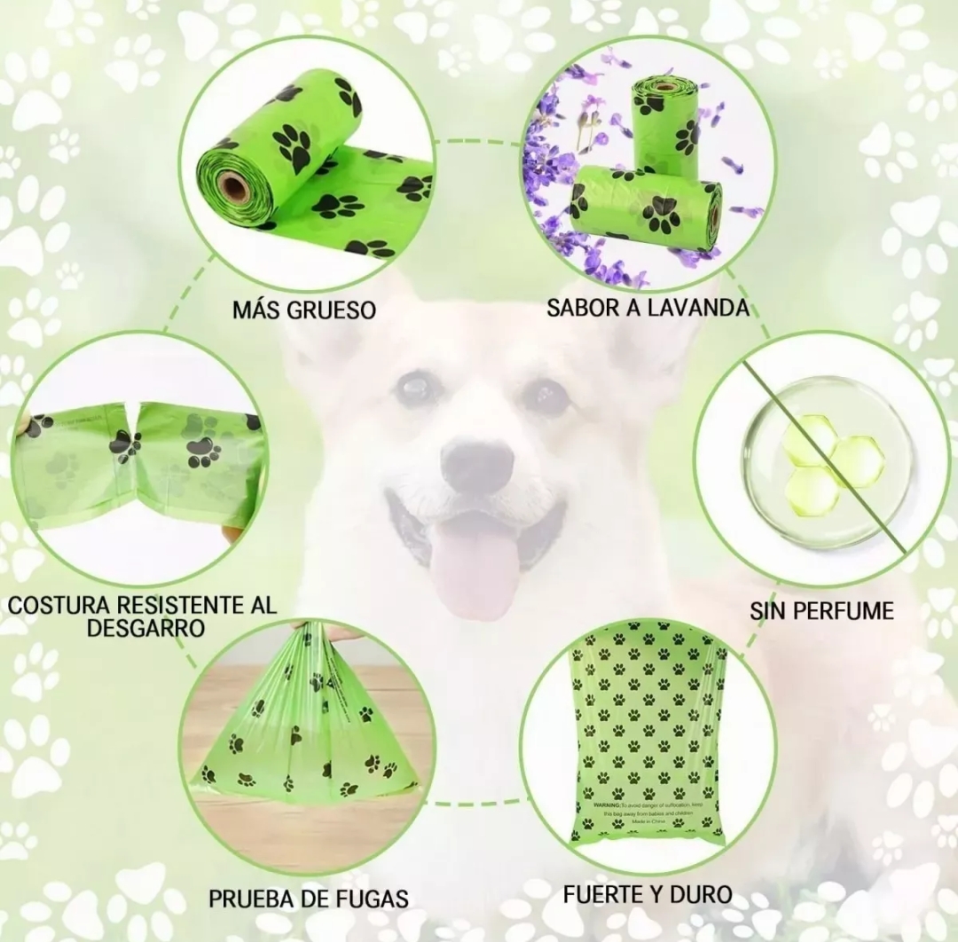 300 Bolsas Para Popo Perro Biodegradables Con Dispensador L