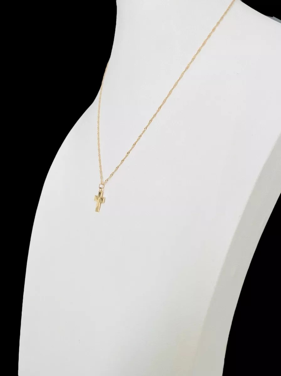 Juego De Gargantilla Con Cruz De Bautizo En Oro De 10 kilates