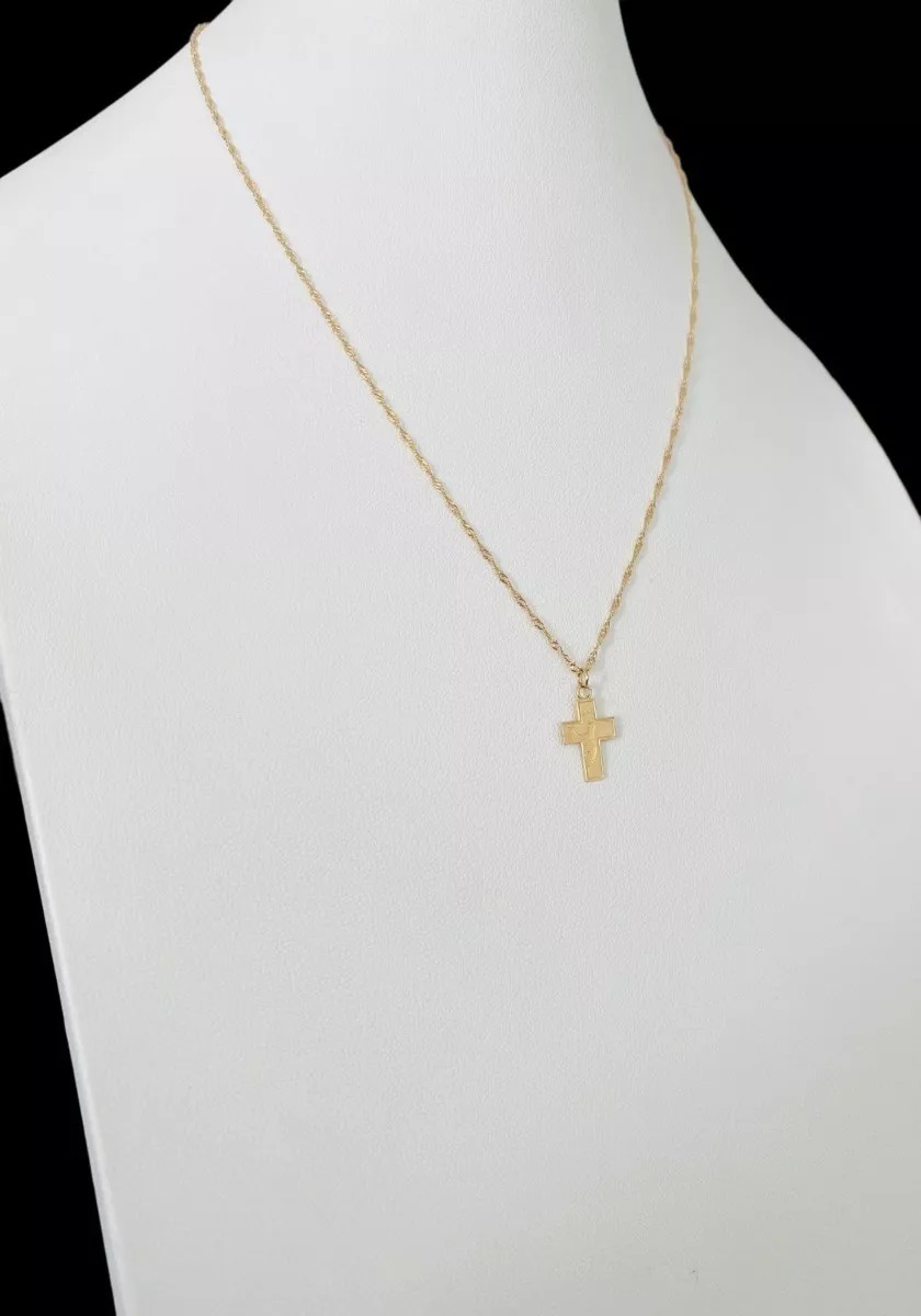 Juego De Gargantilla Con Cruz De Bautizo En Oro De 10 kilates