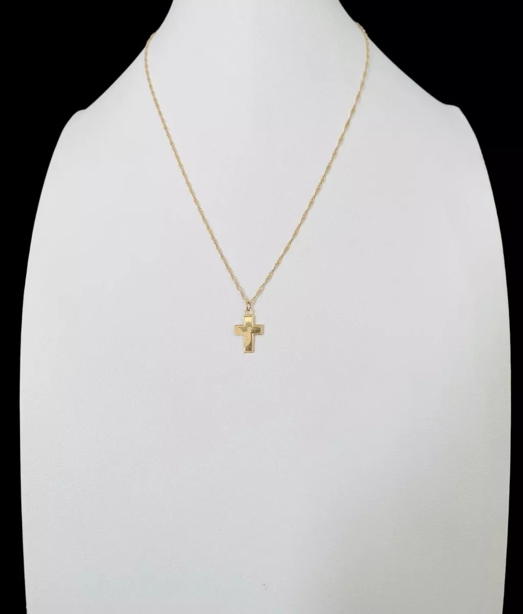 Juego De Gargantilla Con Cruz De Bautizo En Oro De 10 kilates