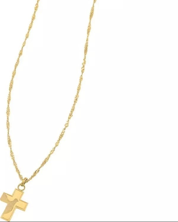 Juego De Gargantilla Con Cruz De Bautizo En Oro De 10 kilates