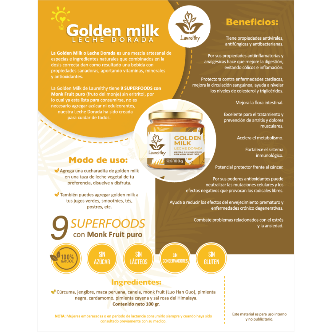 Laurelthy Golden Milk - Leche Dorada En Polvo 100g