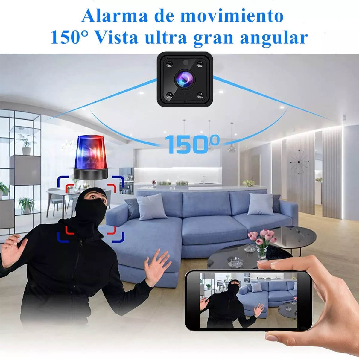 Mini cámara espía 1080P detector de movimiento y visión infrarroja