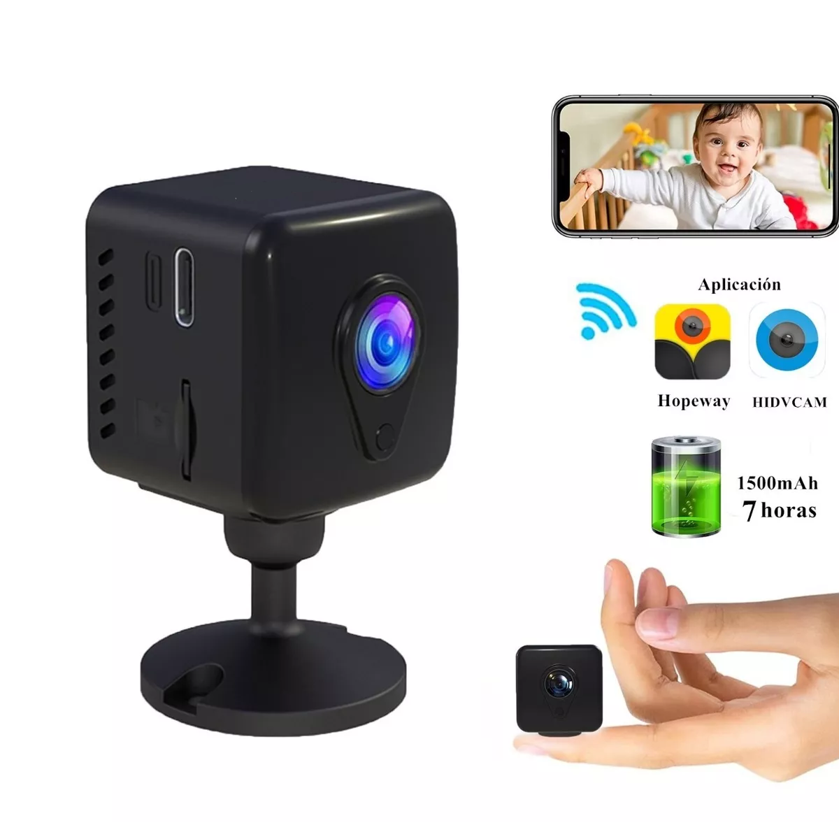 Mini Cámara Espía 1080p Wifi Con Batería Recargable 7 Horas