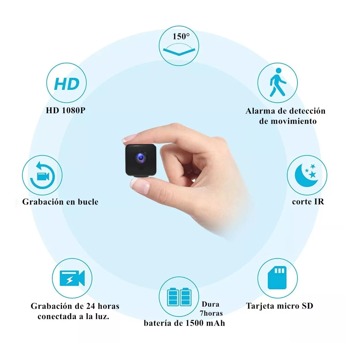 Mini Cámara Espía 1080p Wifi Con Batería Recargable 7 Horas