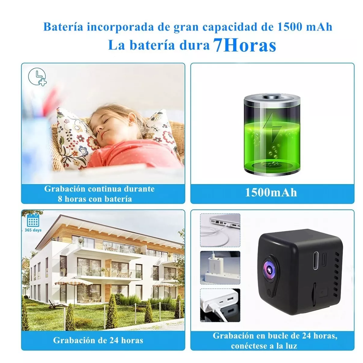 Mini Cámara Espía 1080p Wifi Con Batería Recargable 7 Horas