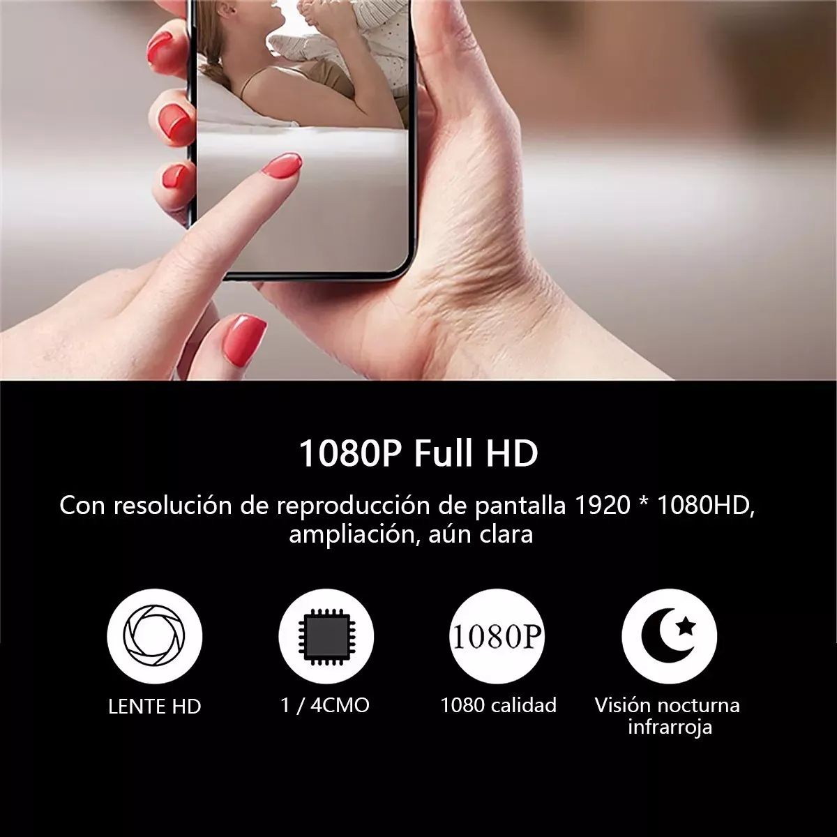 Mini Cámara Ip Con Visión Nocturna 1080p Wifi Inalámbric