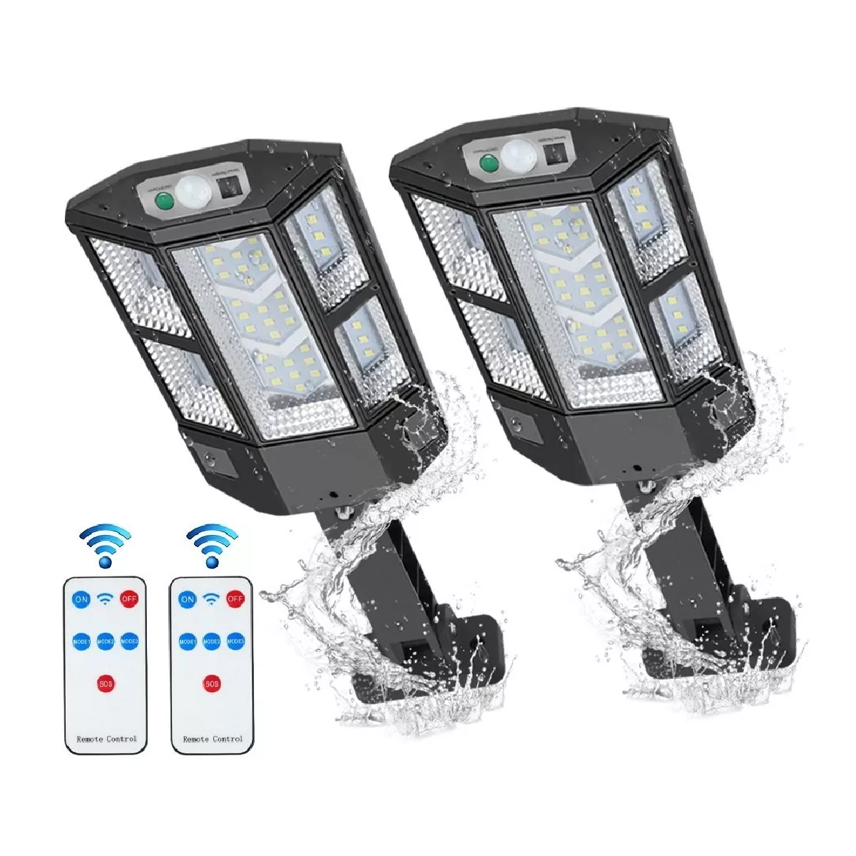 Lámpara luz de pared solar led exterior color negro 110V 2 unidades