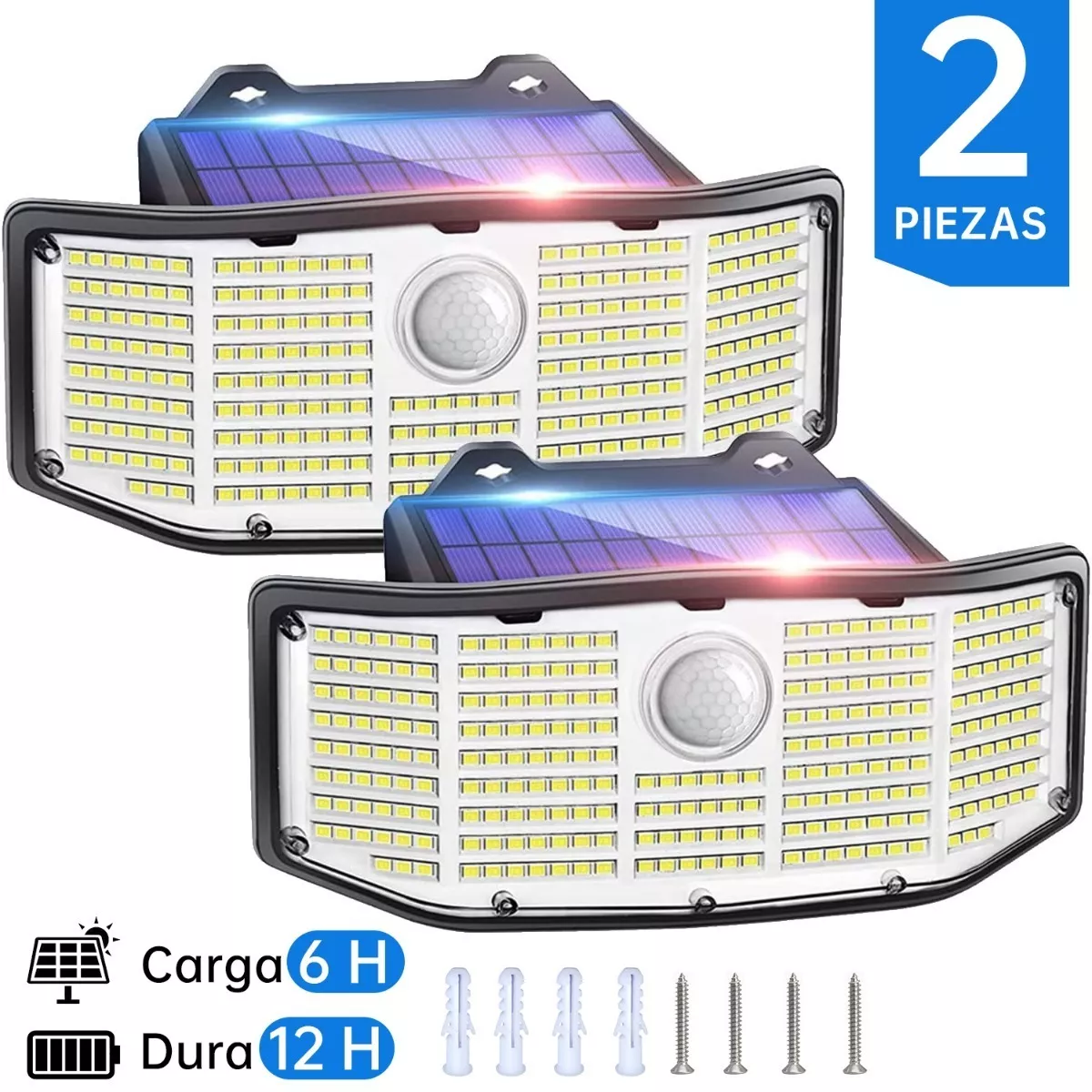 Set Lámparas Solar Sensor Exteriores De Pared 2 Pzs