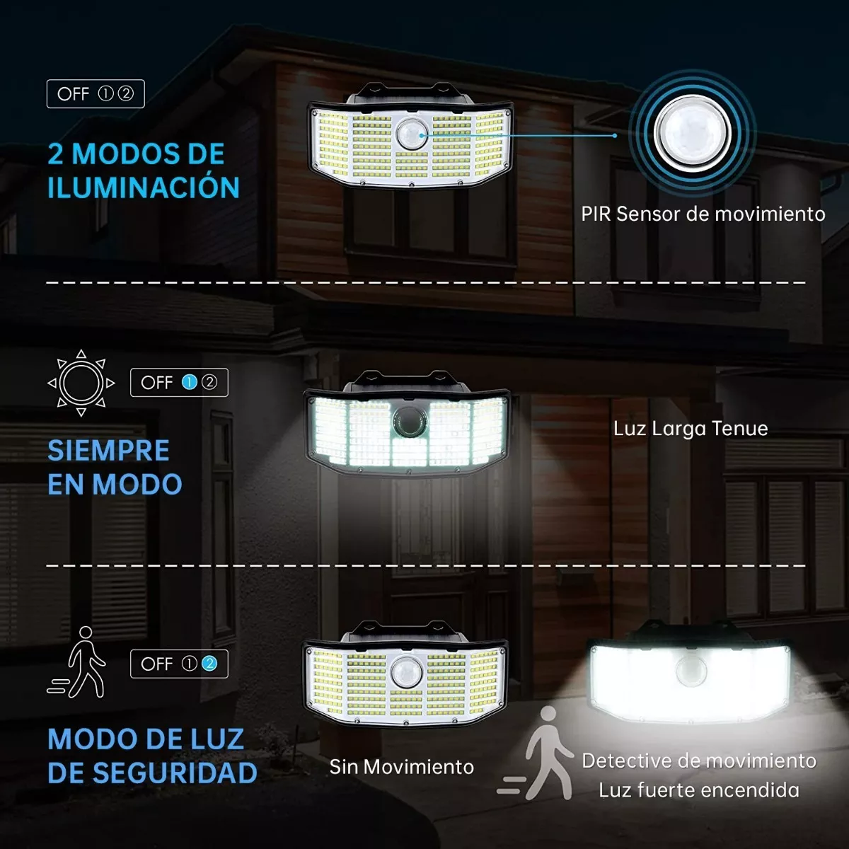 Set Lámparas Solar Sensor Exteriores De Pared 2 Pzs