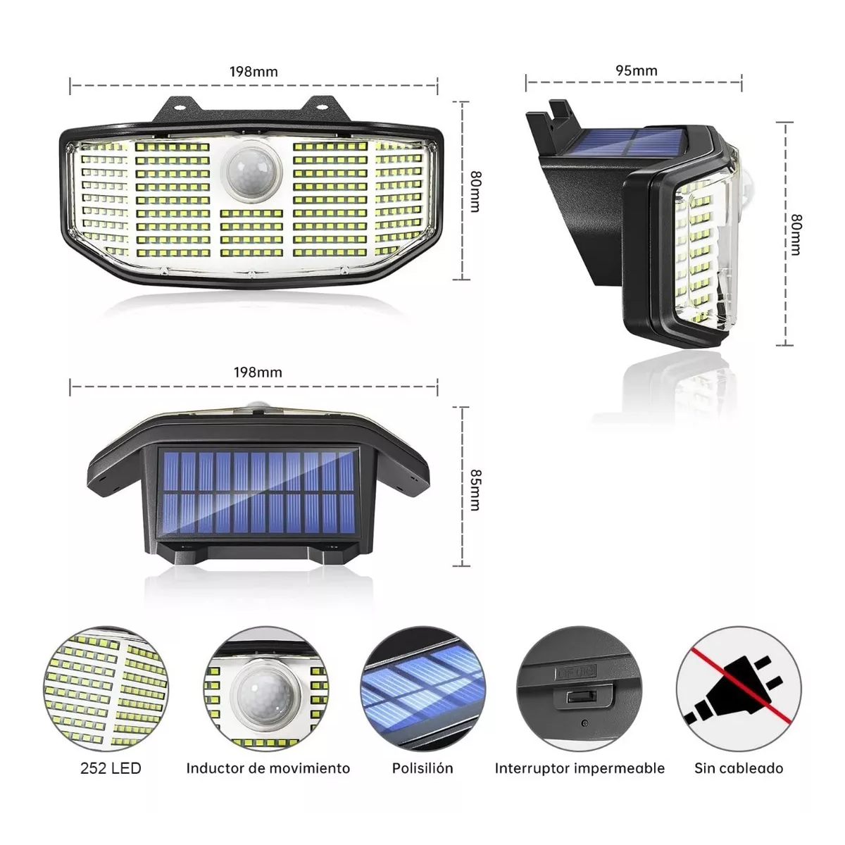 Set Lámparas Solar Sensor Exteriores De Pared 2 Pzs